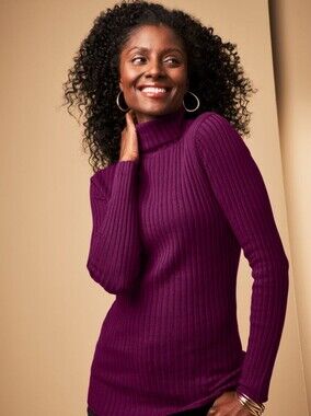 Jessica London NWT Deep Berry (Purple) Ribbed Turtleneck Sweater for Women